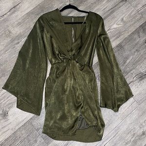 Fashion nova silk dress with slit and low cut